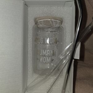 Glass Jar with Dog Mom Design